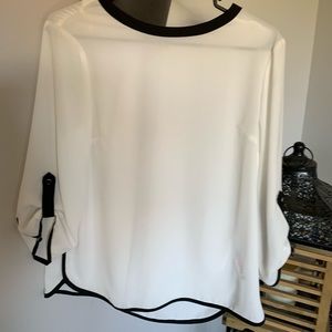 ⭐️Cream blouse with black trim